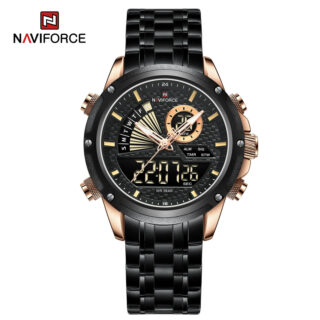 NaviForce NF9205 Luxury Dual Display Men Luminous Stainless Steel Watch - Black/RoseGold