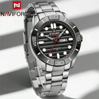 NAVIFORCE NF9198 Casual Quartz Luminous Date Week Stainless Steel Watch For Men - Silver/Black