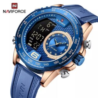 NaviForce NF9199T Men's Creative Silicon Strap Luminous Dual Display Compete Calendar Watch - Blue