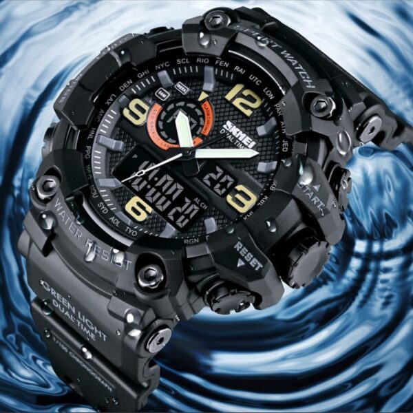 SKMEI 1520 New Multifunction LED Light Waterproof Dual Display Sport Watch For Men - Black