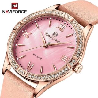 NaviForce NF5038 Fashionable Diamond Studded Dial Watch For Women - Pink