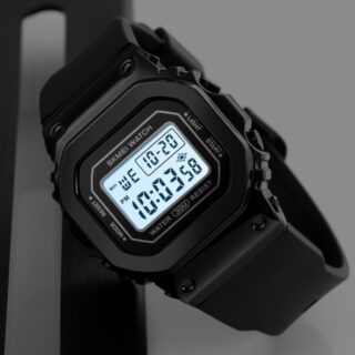 SKMEI 1796 Fashion Digtal LED Light Display Multifunction Unsex Rectangle Dial Shape Watch - Black