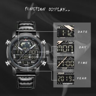 NAVIFORCE Nf9160 Double Time Digital Analog Watch - Black/Grey