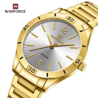 NaviForce NF5029 Women's Watch Minimalist Elegant Casual Round Shape Stainless Steel - White/Golden