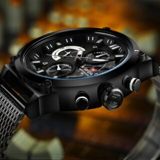 NAVIFORCE NF9068 Chronograph Watch With Mesh Stainless Strap - Black