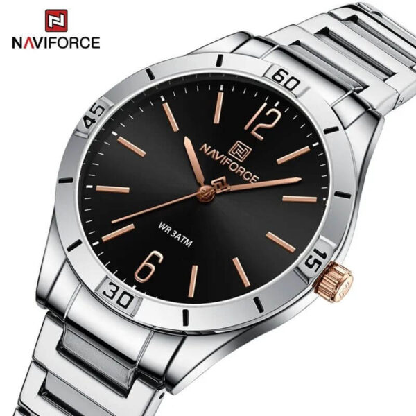 NaviForce NF5029 Women's Watch Minimalist Elegant Casual Round Shape Stainless Steel - Black/Silver