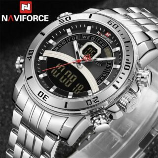 NAVIFORCE NF9181 Men Watches Top Brand Stainless Steel Quartz Watch - Silver