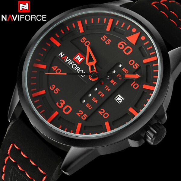 NAVIFORCE Nf9074 Date/Day Function Analog Watch For Men - Red/Black