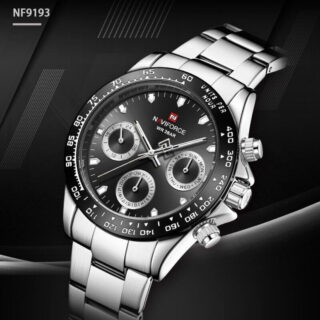 NAVIFORCE NF9193 Unisex Classic Business Luminous Multifunction Chronograph Stainless Steel Watch - Silver/Black