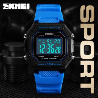 SKMEI 1496 MultiFunction 50M Waterproof Digital Sporty Watch with Silicone Strap For Men - Blue