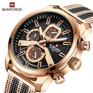 NaviForce NF9211 Chronograph Day Date Display Luminous Watch For Men - Rose/Black