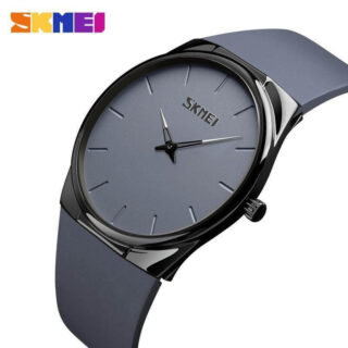 SKMEI 1601 Casual Elegant Slim Dial Quartz Watch For Men - Grey