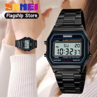 SKMEI 1123 Business Stainless Steel Digital Unisex Watch - Black