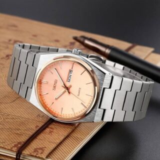 SKMEI 9288 Date Display Stainless Steel Quartz Watch For Men - Rosegold/Silver