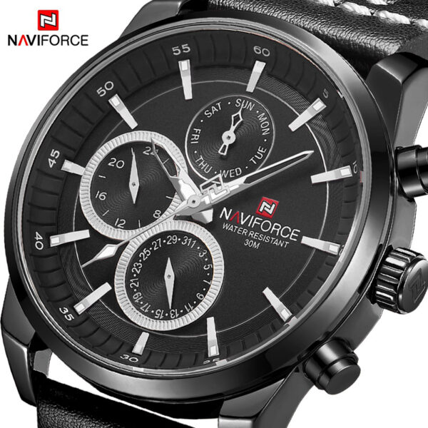 NAVIFORCE Nf9148 Day Date Function Luxury Chronograph Watch For Men – Black