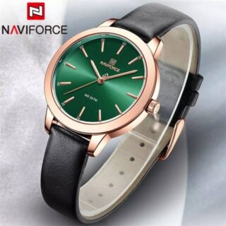 NaviForce NF5024 Simplicity Casual Numeric Leather Strap Quartz Watch For Women - Green/Black