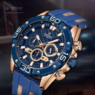 NAVIFORCE NF8019T Men's Multifunction Luminous Silicone Strap Chronograph Quartz Watch - Blue