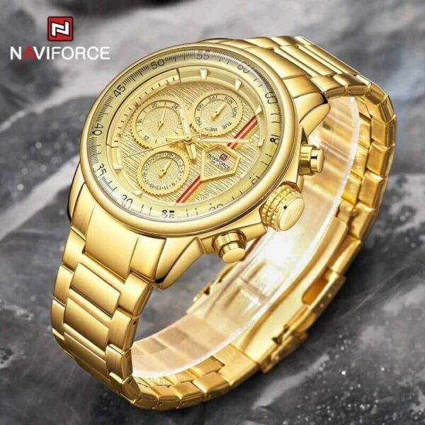 NAVIFORCE NF9184 Men's Original Business Stainless Steel Chronograph Wristwatch - Golden