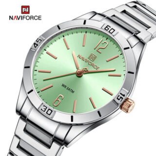 NaviForce NF5029 Women's Watch Minimalist Elegant Casual Round Shape Stainless Steel - Green/Silver
