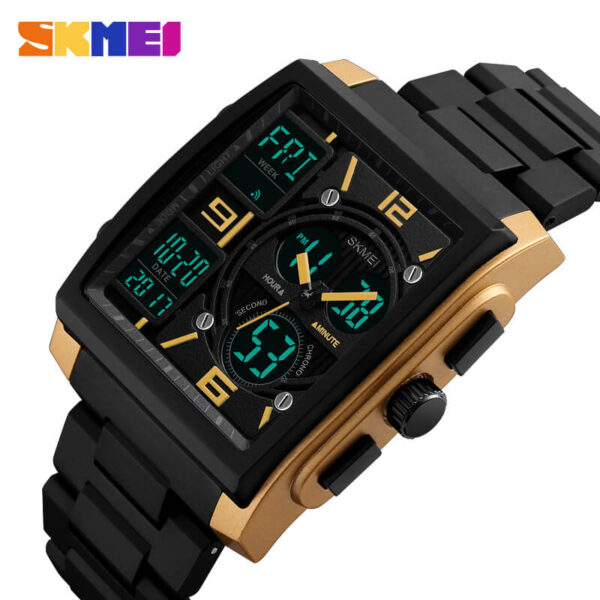 SKMEI 1274 Fashion Digital Analog Multifunction Watch For Men - Black/Yellow