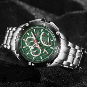 Naviforce NF9183 Stainless Steel Quartz Chronograph Wrist Watch For Men - Silver/Green