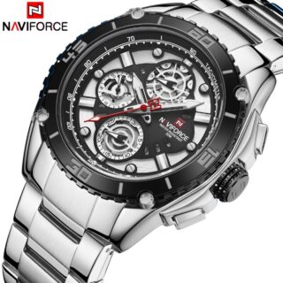 Naviforce NF9179 Luxury Brand Full Stainless Steel Watch For Men - Black/Silver