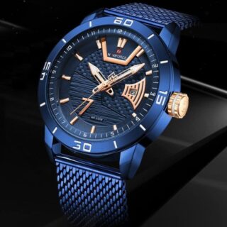 NAVIFORCE NF9155A Stainless Steel Mesh Date Function Luxury Watch For Men - Blue