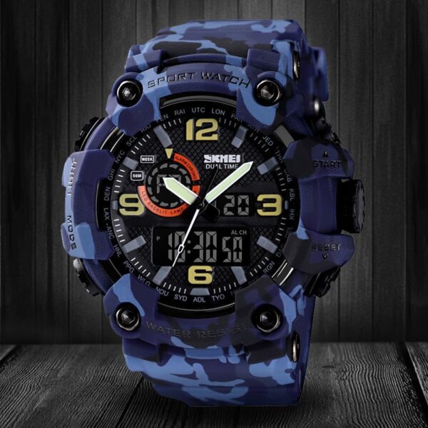 SKMEI 1520 New Multifunction LED Light Waterproof Dual Display Sport Watch For Men - Blue