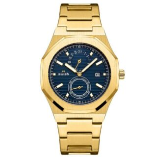 SWISH SW2311 Men's Octagonal Shape Chronograph Date Display Stainless Steel Quartz Wristwatch - Golden