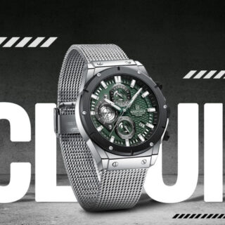 NaviForce NF8027S Men Watch Novicius Business Edition Chronograph Mesh Stainless Steel - Silver/Green