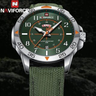 NaviForce NF9204 Stylish Day Date Display Nylon Strap Watch For Men - Green