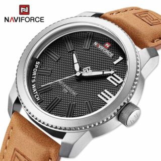 NaviForce NF9202 Creative Design Fashion Analog Wrist Watch For Men - Brown/Grey