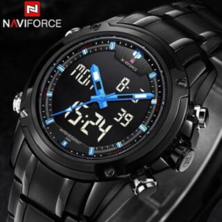 NAVIFORCE NF9050 Digital Analog Stainless Steel Watch For Men - Balck/ Blue