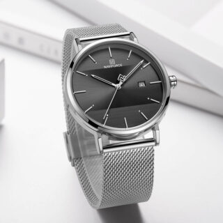 NAVIFORCE NF3008 Date Function Stylish Elegant Casual Quartz Watch For Men - Silver/Black