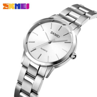 Brand: Skmei Model : 1694 Style: Casual Movement: Quartz Dial Window Material Type: Glass Clasp Type: Bracelet Clasp Case Material: Alloy Band Material: Stainless Steel Case Shape: Round Dial Diameter: 37 mm Case Thickness: 9 mm Watch Length: 20 cm Band Width: 16 mm Weight: 100 g Water Resistance : 5 ATM