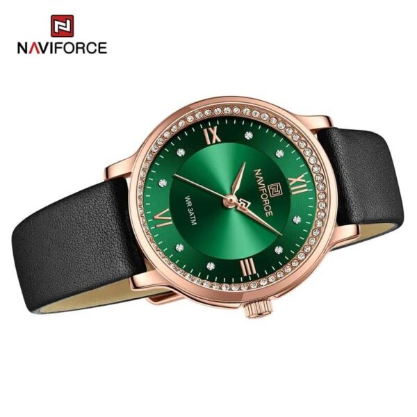 Naviforce NF5036 Classic Rhinestone Surrounded watch For Women - Green/Black