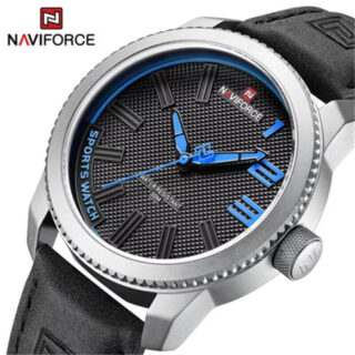 NaviForce NF9202 Creative Design Fashion Leather Strap Analog Wristwatch For Men - Black/Blue