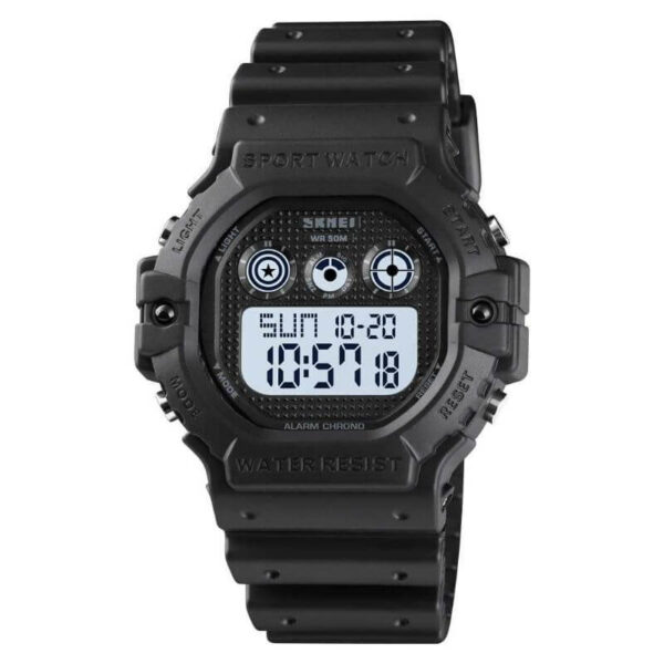 SKMEI 1606 Chrono Alarm Led 2 Time Count Down Sports Digital Watch For Men - Black/White