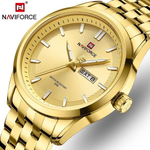 NaviForce NF9203 Casual Day Date Display Luminous Watch For Men - Golden