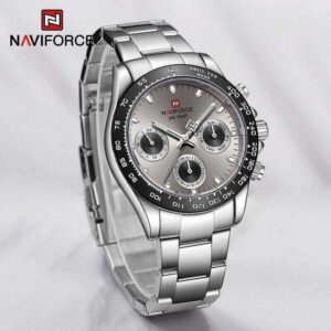 NAVIFORCE NF9193 Unisex Classic Business Luminous Multifunction Chronograph Stainless Steel Watch - Silver/Grey