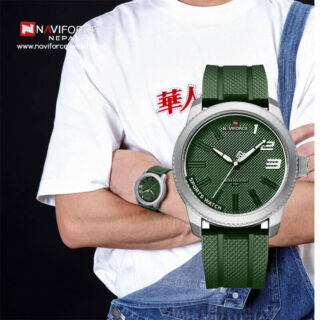 NaviForce NF9202T Men Watch Creative Design Fashion Silicone Strap Analog - Green