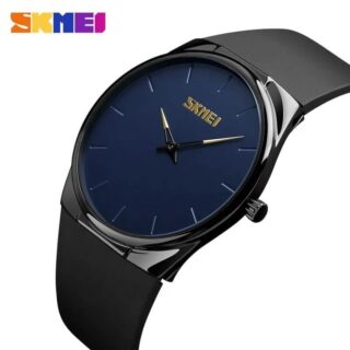 SKMEI 1601 Casual Elegant Slim Dial Quartz Watch For Men - Black/Blue