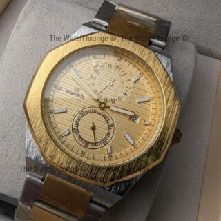 SWISH SW2311 Men's Octagonal Shape Chronograph Date Display Stainless Steel Quartz Wristwatch - Silver/Golden