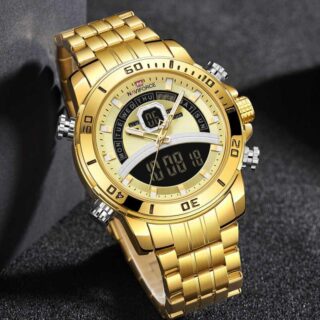 NAVIFORCE NF9181 Men Watches Top Brand Stainless Steel Quartz Watch-Golden