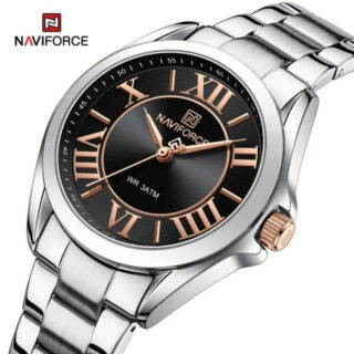 NaviForce NF5037 Women Watch Luxury Elegant Simple Roman Numeral Index Stainless Steel - Black/Silver