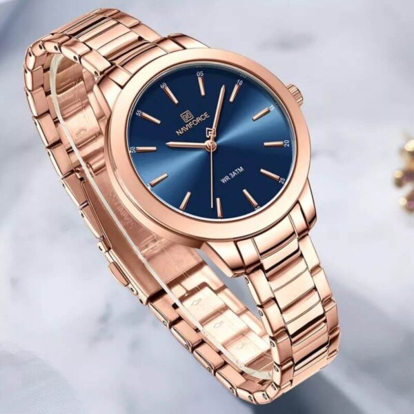 NaviForce NF5025 Women's Simplicity Casual Stainless Steel Quartz Watch - RoseGold/Blue