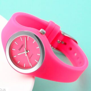 SKMEI 1722 Simple Design Luxury Analog Silicone Strap Wrist Watch For Women - Pink