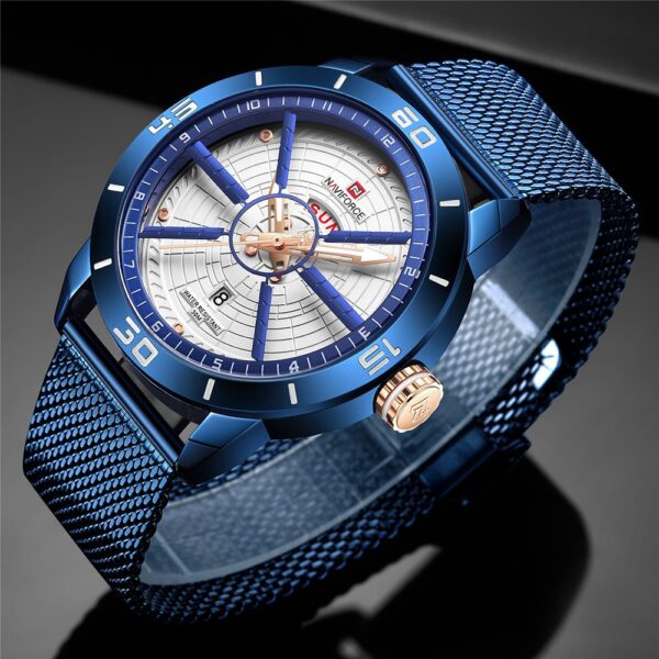 NaviForce NF9155 Day Date Function Analog Quartz Watch for Men Blue Doko Nepal