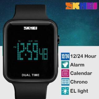 SKMEI 1271 Multi-function LED Digital Fashion 50M Waterproof Unisex Wristwatch - Black