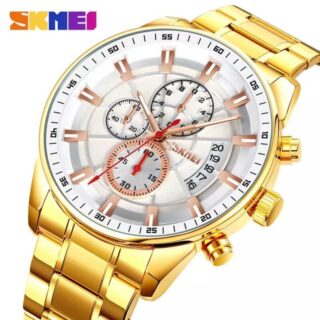 SKMEI 9285 Men's Business Multifunction Date Display Chronograph Stainless Steel Watch - Golden/Silver